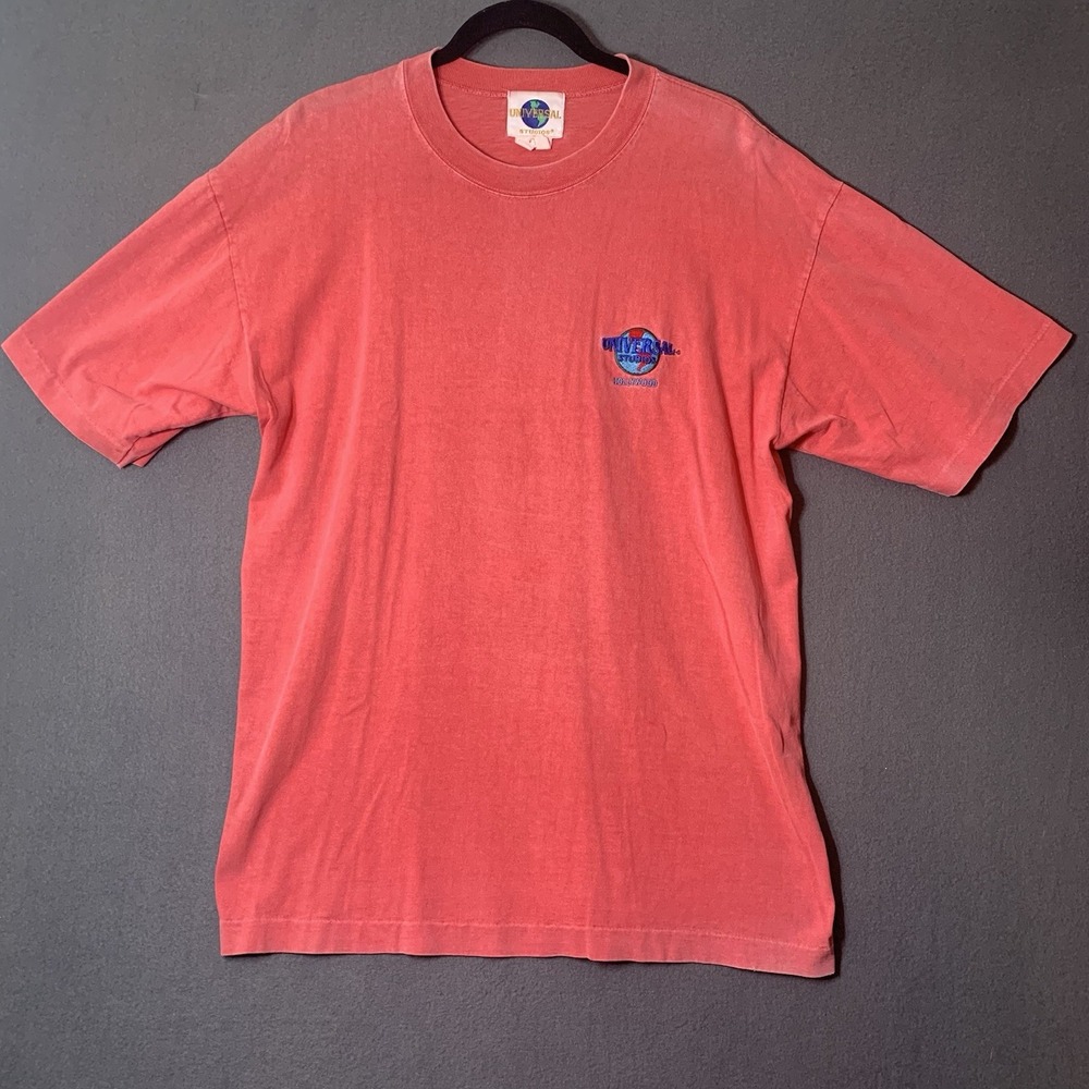 Universal Studios T-Shirt Mens XL Hollywood Logo Pink Embroidered EUC